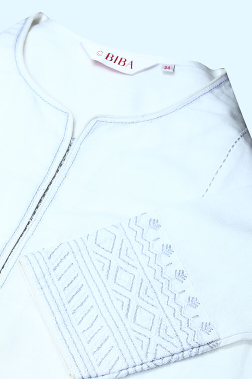 Peach Blue Cotton Linen Kurta image number 1