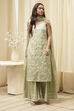 Green Cotton Floral Strappy Straight Suit Set image number 6