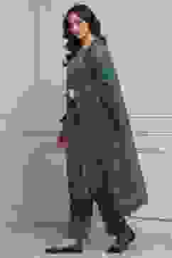 Green Printed Straight Winter Suit Set image number 3