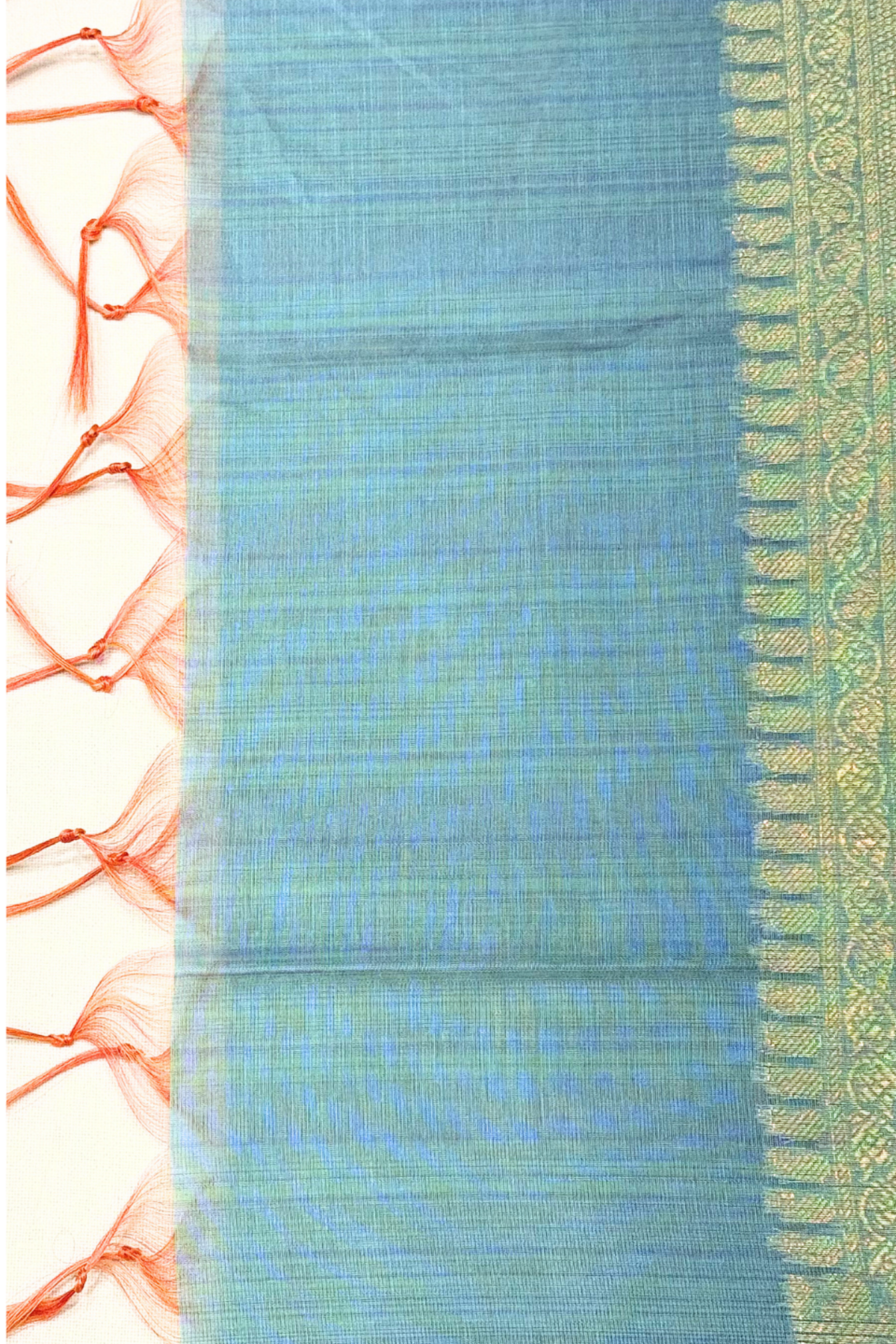 Blue Chanderi Printed Unstitched Suit Set image number 5