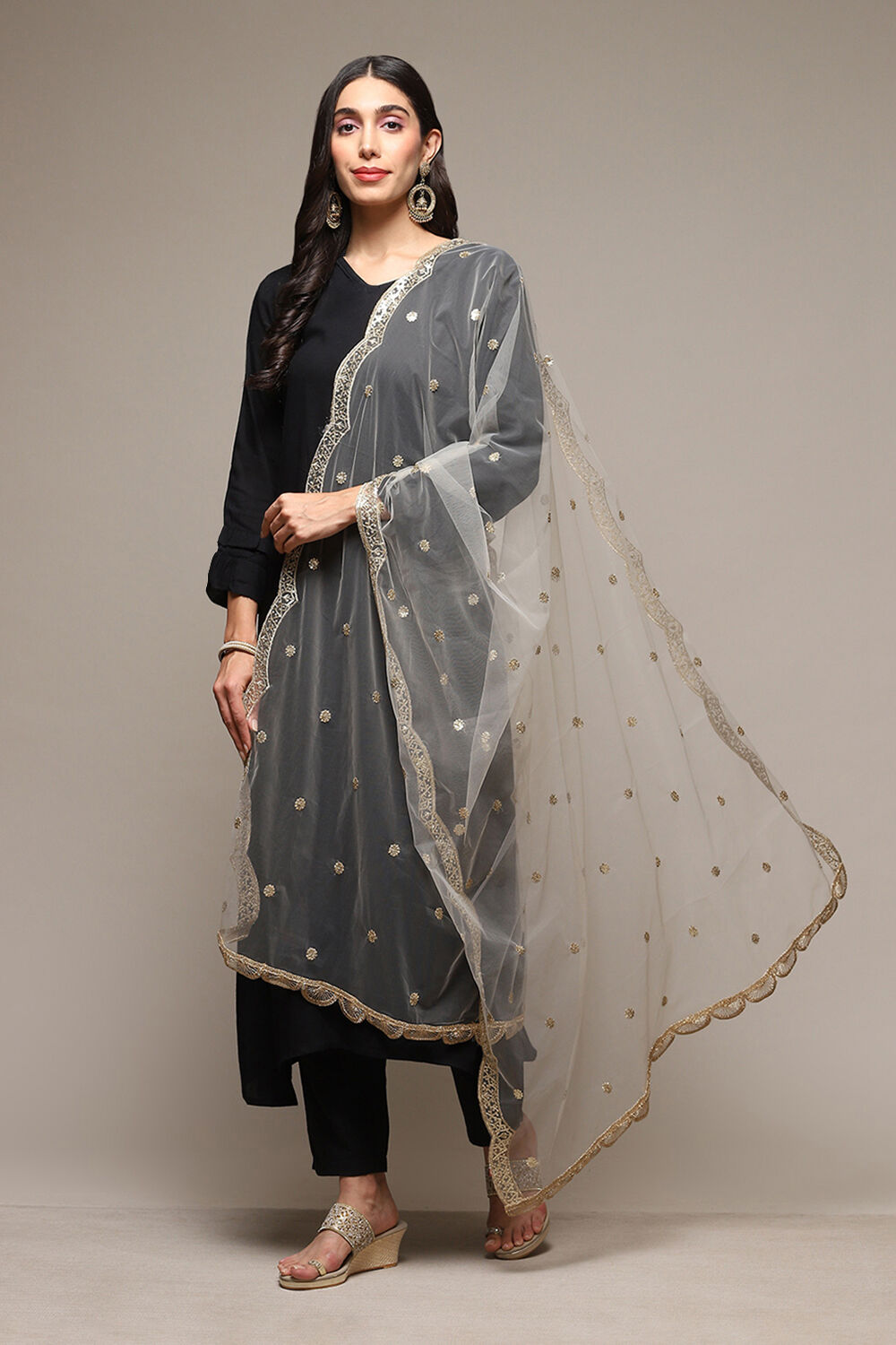 Beige Yarndyed Dupatta image number 0