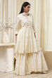 Off-White Cotton Metallic Flared Suit Set image number 5