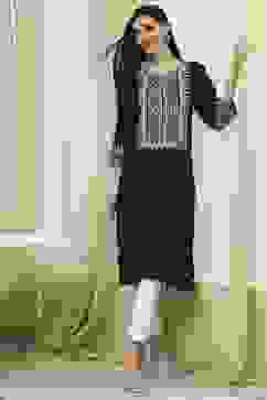 Black Printed Straight Kurta image number 0