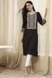 Black Printed Straight Kurta image number 0