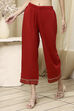 Red Dyed Straight Palazzos image number 3