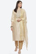 White Silk Chanderi Easy Stitch Suit Set image number 0