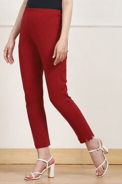 Maroon Cotton Blend Pants image number 2