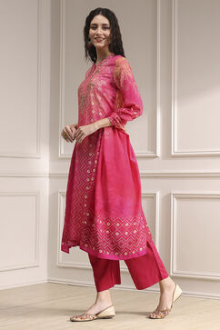 Pink Printed Straight Suit Set image number 3
