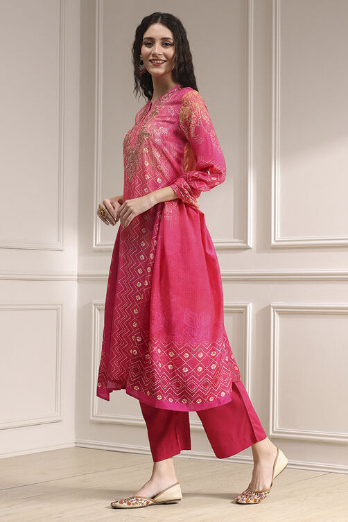 Turquoise Printed Straight Suit Set image number 3