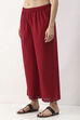 Maroon Cotton Straight Palazzo image number 2