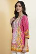 Sage Green Cotton Floral Printed Straight Kurti image number 3