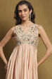 Beige Silk Chanderi Embroidered Asymmetric Suit Set image number 1