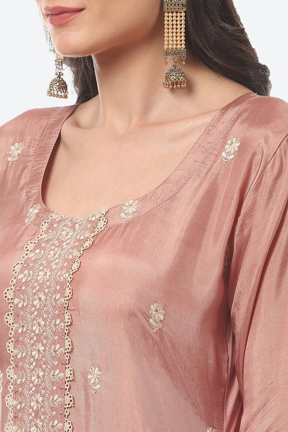 Grey Organza Unstitched Suit Set image number 1