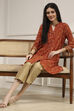 Beige Viscose Rayon Fitted Solid Pants image number 0