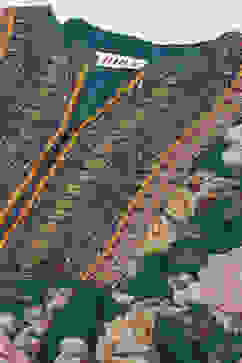 Teal Art Silk Flared Printed Dress image number 1