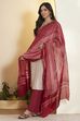 Red Chanderi Chevron Printed Dupatta image number 0