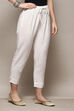 Rust Cotton Flax Slim Solid Pants image number 3