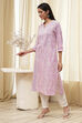 Yellow Cotton Printed Straight Kurta image number 1