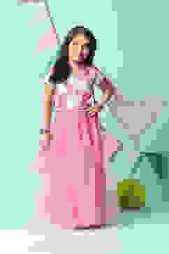 Pink Cotton Short Top Lehenga Set image number 7