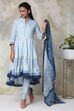 Light Purple Cotton Asymmetric Kurta Churidar Suit Set image number 0