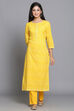 Yellow Unstitched dress material Suit Set image number 3