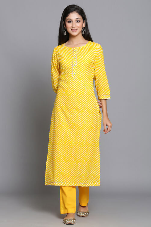 Yellow Unstitched dress material Suit Set image number 3