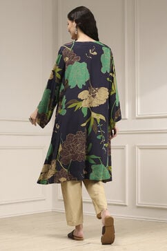 Charcoal Viscose Rayon A-Line Printed Kurta image number 2