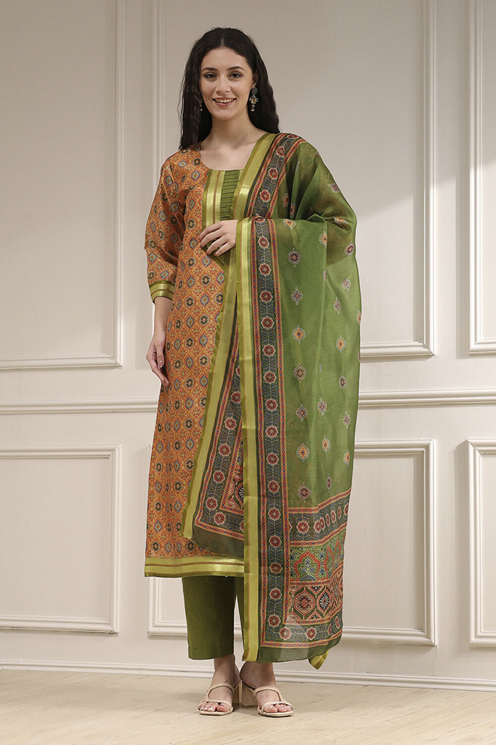 Black Viscose Rayon Digital Print Unstitched Suit Set image number 1