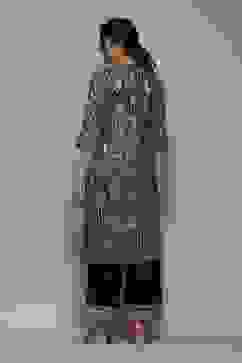 Indigo Cotton Blend Kalidar Printed Kurta Palazzo Suit Set image number 5