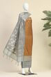 Black Cotton Printed Embroidered Unstitched Suit Set image number 4