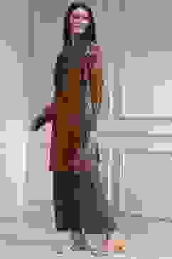 Orange Printed Straight Suit Set image number 3