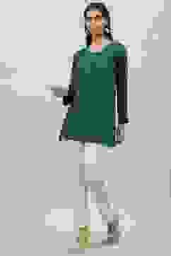 Green Poly Metallic Straight Printed Kurti image number 5