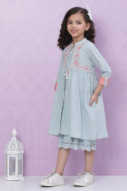 Powder Blue Flared Viscose And Spandex Dress image number 0