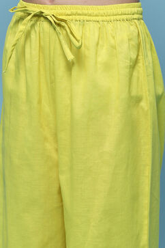 Yellow Cotton Flared Suit Set image number 2