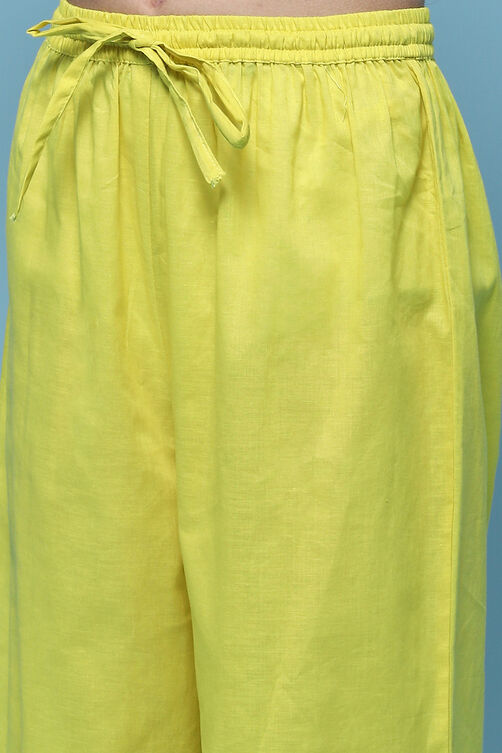 Yellow Cotton Flared Suit Set image number 2