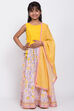 Yellow Cotton Floral Lehenga Set image number 0