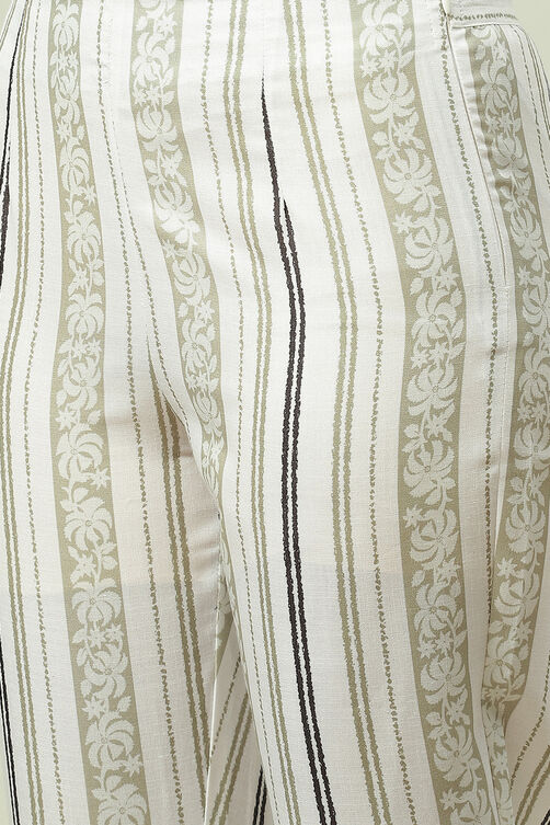 Off White Linen Digital Print Unstitched Suit Set image number 2