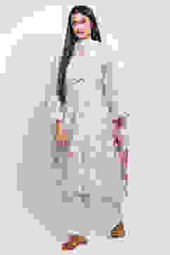 Grey Poly Metallic Straight Kurta Palazzo Suit Set image number 2