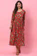 Red LIVA Flared Fusion Dress image number 0