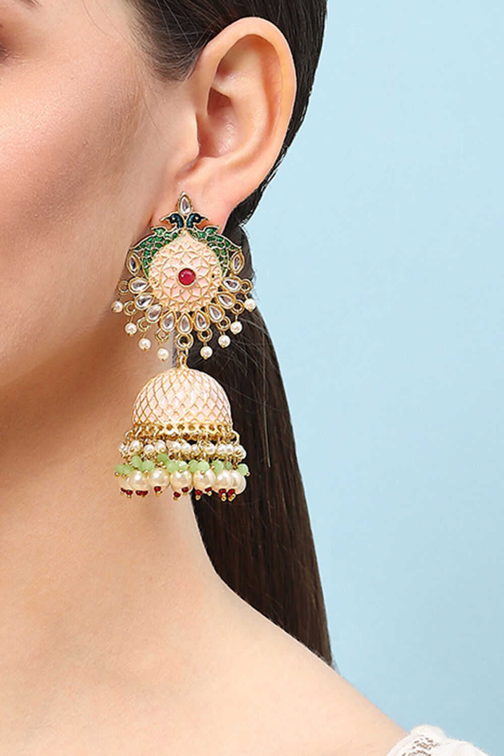 Peach Alloy Earrings image number 1