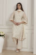 White Poly Chanderi Straight Suit Set image number 0