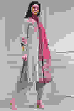 Sage Green Cotton Printed Straight Suit Set image number 5