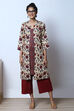 Beige Cotton Fusion Wear 3 Piece Set
