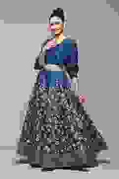 Blue Polyester Straight Kurta Skirt Suit Set image number 3