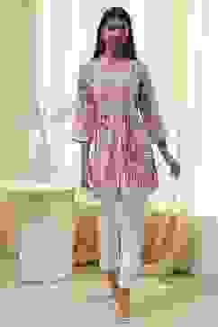 Pink Printed Straight Short Kurta image number 5