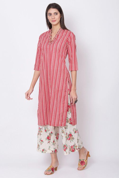 Blue Relaxed Kurta Palazzo Suit Set image number 3