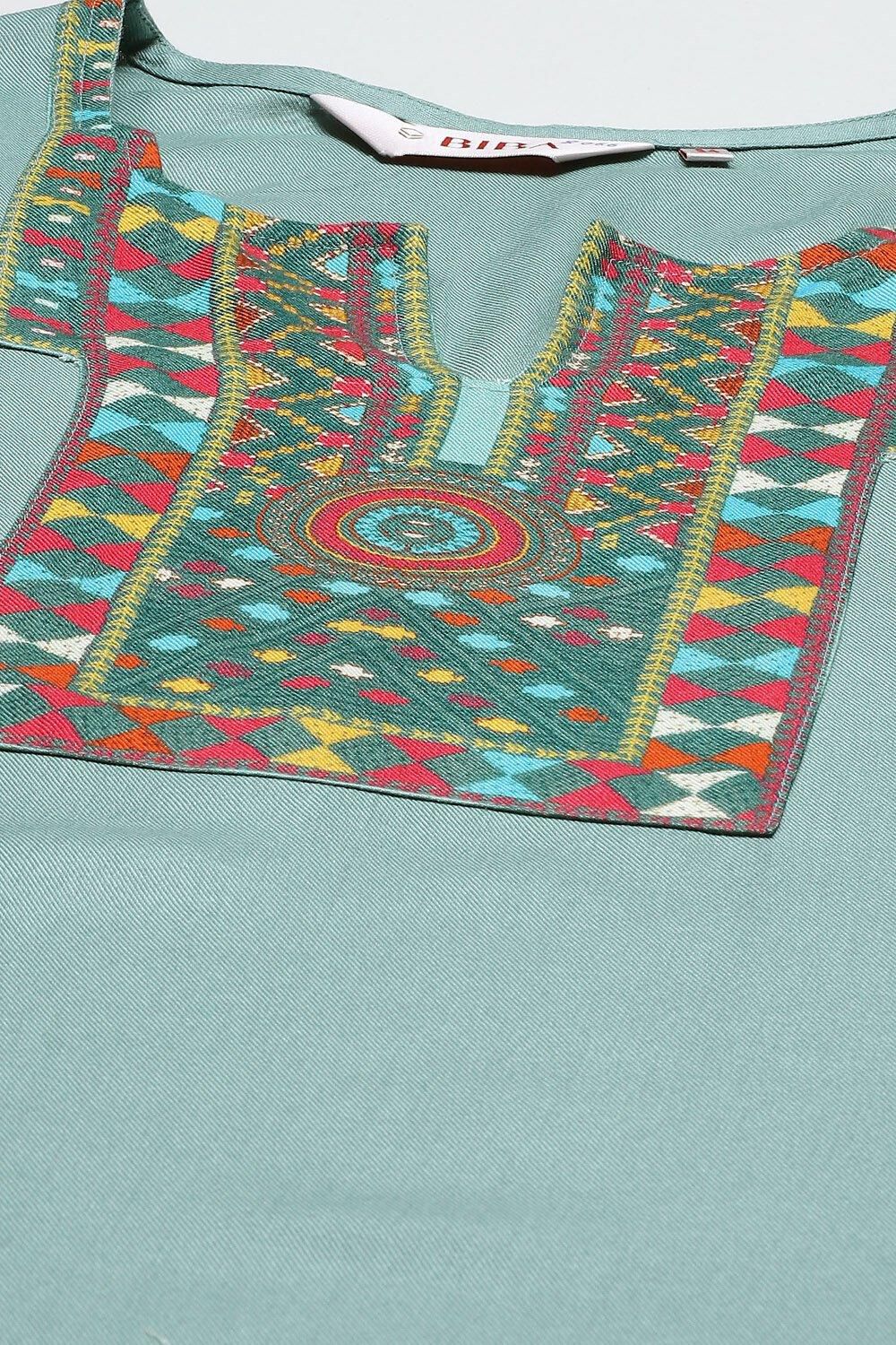 Sage Green Solid LIVA Straight Kurta Slim Pant Suit Set image number 1