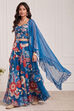Blue Viscose Rayon Printed Lehenga Set image number 0