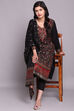 Black Woolen A-Line Kurta Narrow Pants Suit Set image number 0