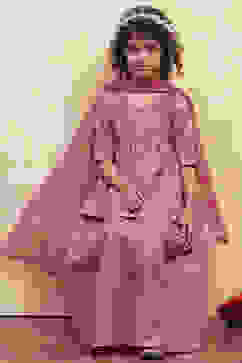 Blush Pink Printed Peplum Lehenga Set image number 0